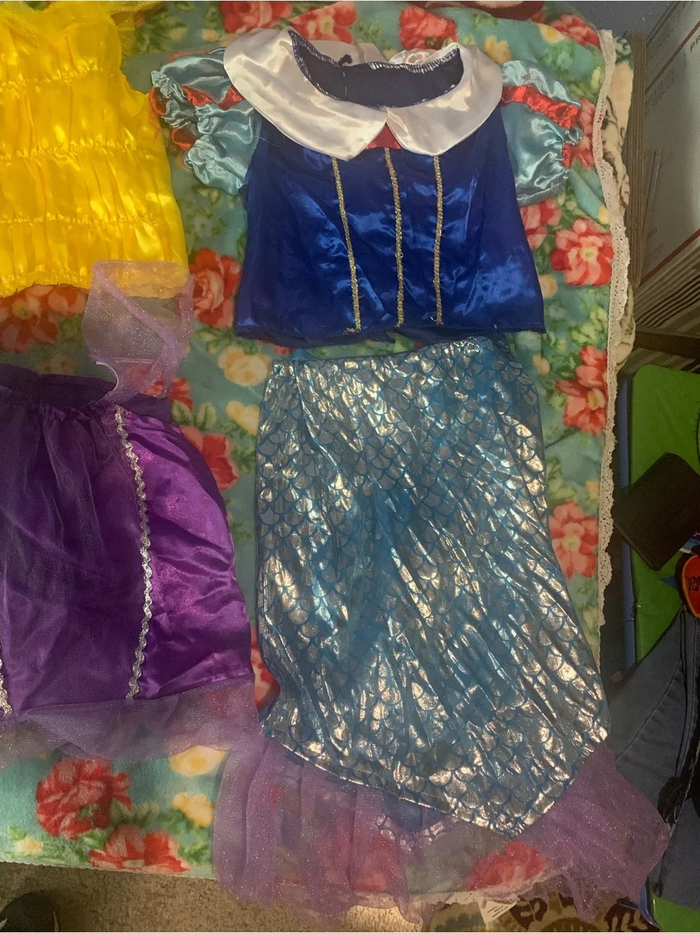 Disney Character Girls Costume Bundle 5 Tops 2 Skirts 1 Harem Pant